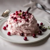 Cranberry Fluff Cranberry Fluff, natural lighting, festive plating