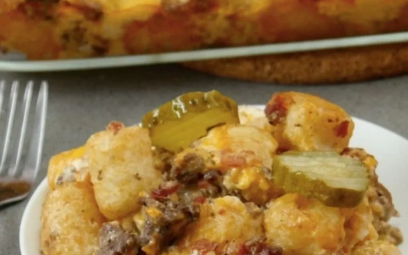 Bacon cheeseburger tater tot casserole