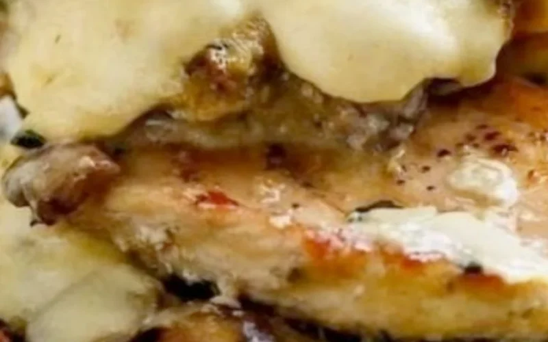 Cheesy Garlic Butter Mushroom Stuffed Chicken