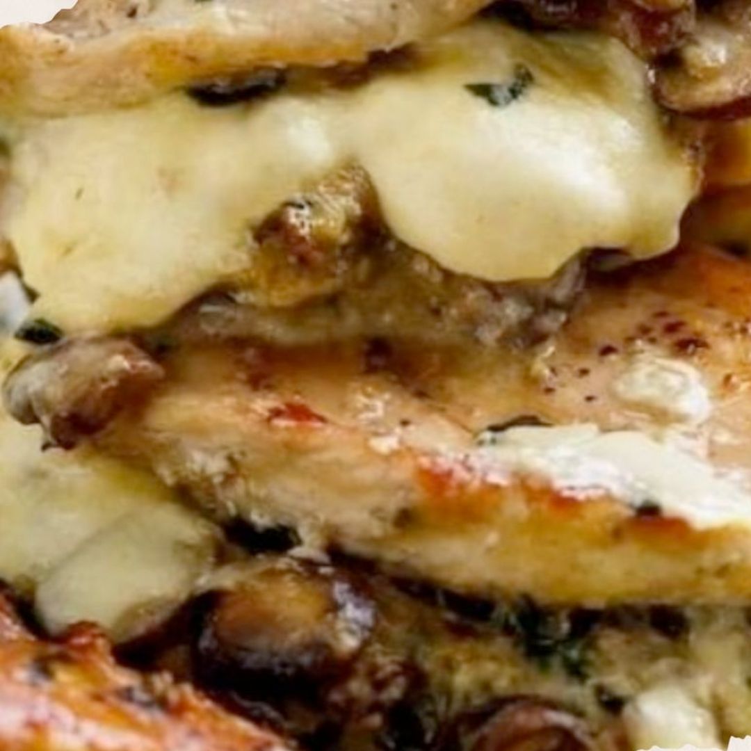 Cheesy Garlic Butter Mushroom Stuffed Chicken