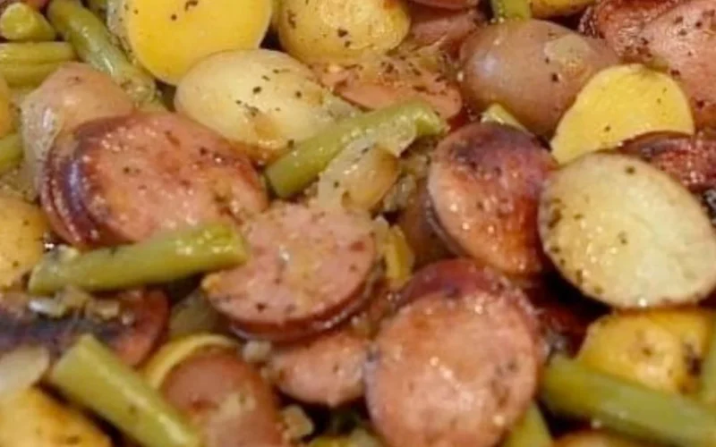 SAUSAGE GREEN BEAN POTATO CASSEROLE