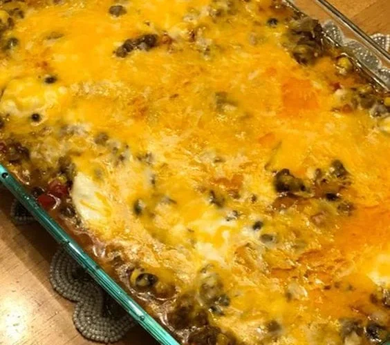 Layered Chicken Enchilada Bake