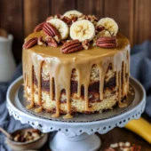 Banana Pecan Caramel Layer Cake