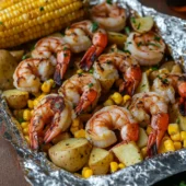 Smoky Shrimp and Sausage Foil Packets with Corn and Potatoes Smoky Shrimp and Sausage Foil Packets with Corn and Potatoes