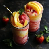 Tropical Mango Strawberry Swirled Slushies