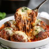 Baked Mozzarella Stuffed Meatballs