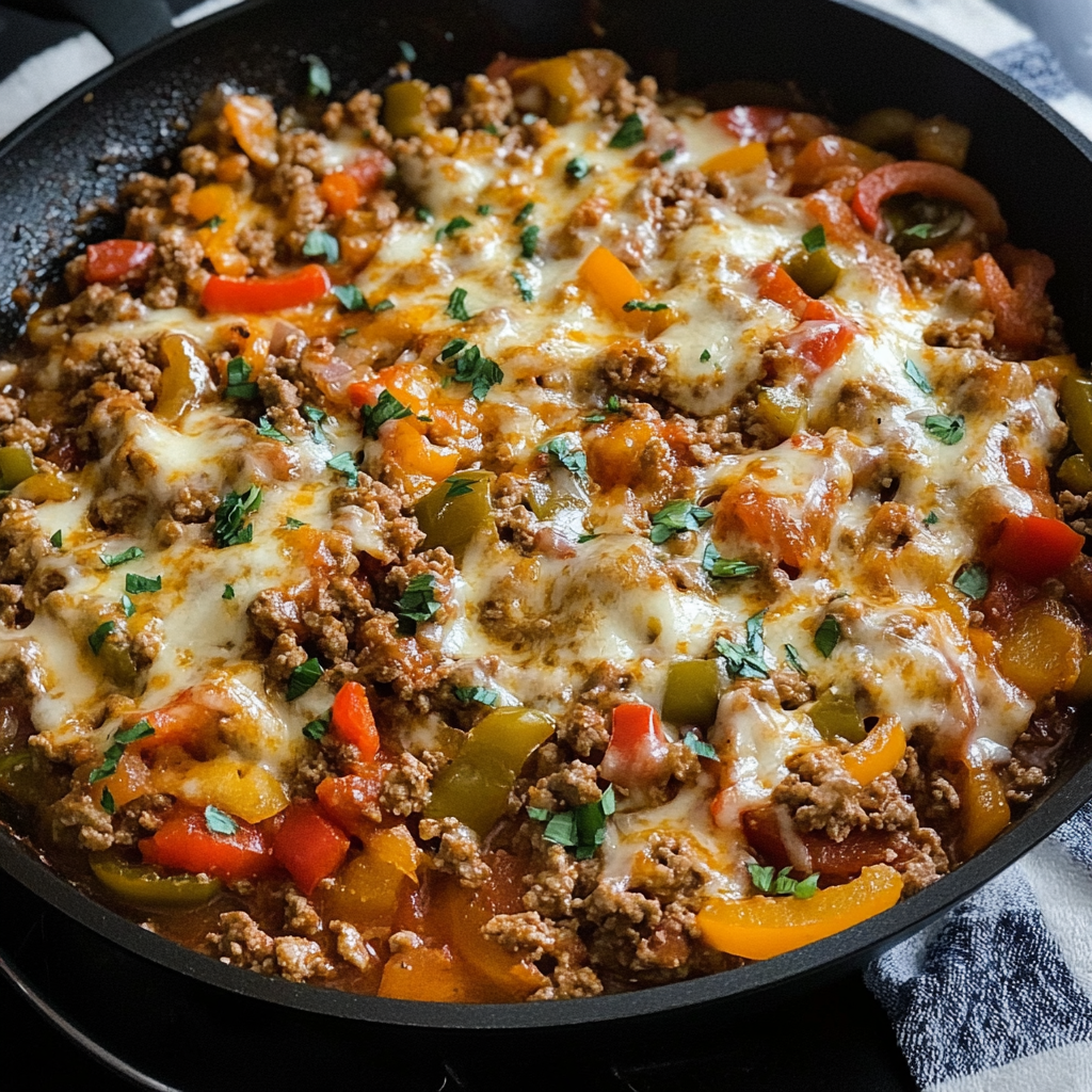 Ground Beef And Peppers Skillet