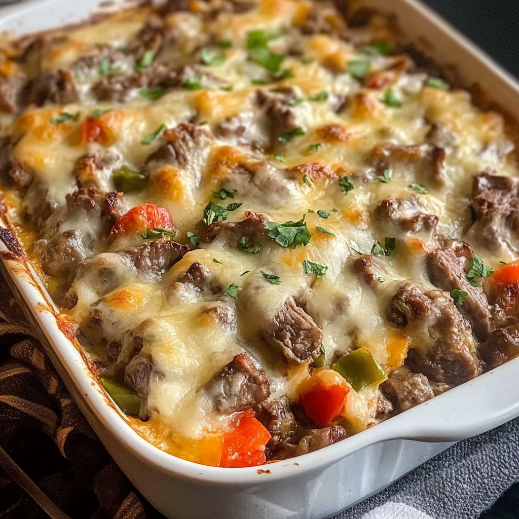 Philly Cheese Steak Casserole