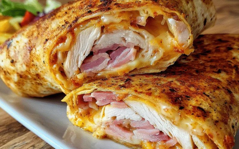 Air Fryer Chicken Ham & Cheese Wraps
