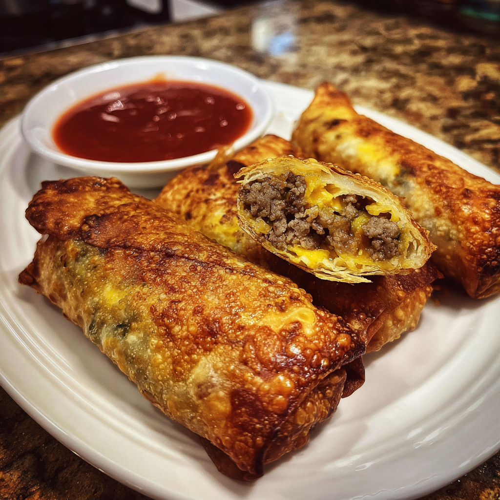 Crispy Cheeseburger Egg Rolls
