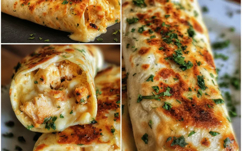 Delicious Cheesy Garlic Chicken Wraps