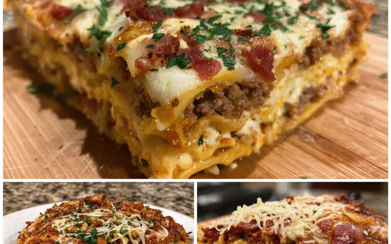 Parmesan Garlic Bacon Cheeseburger Lasagna