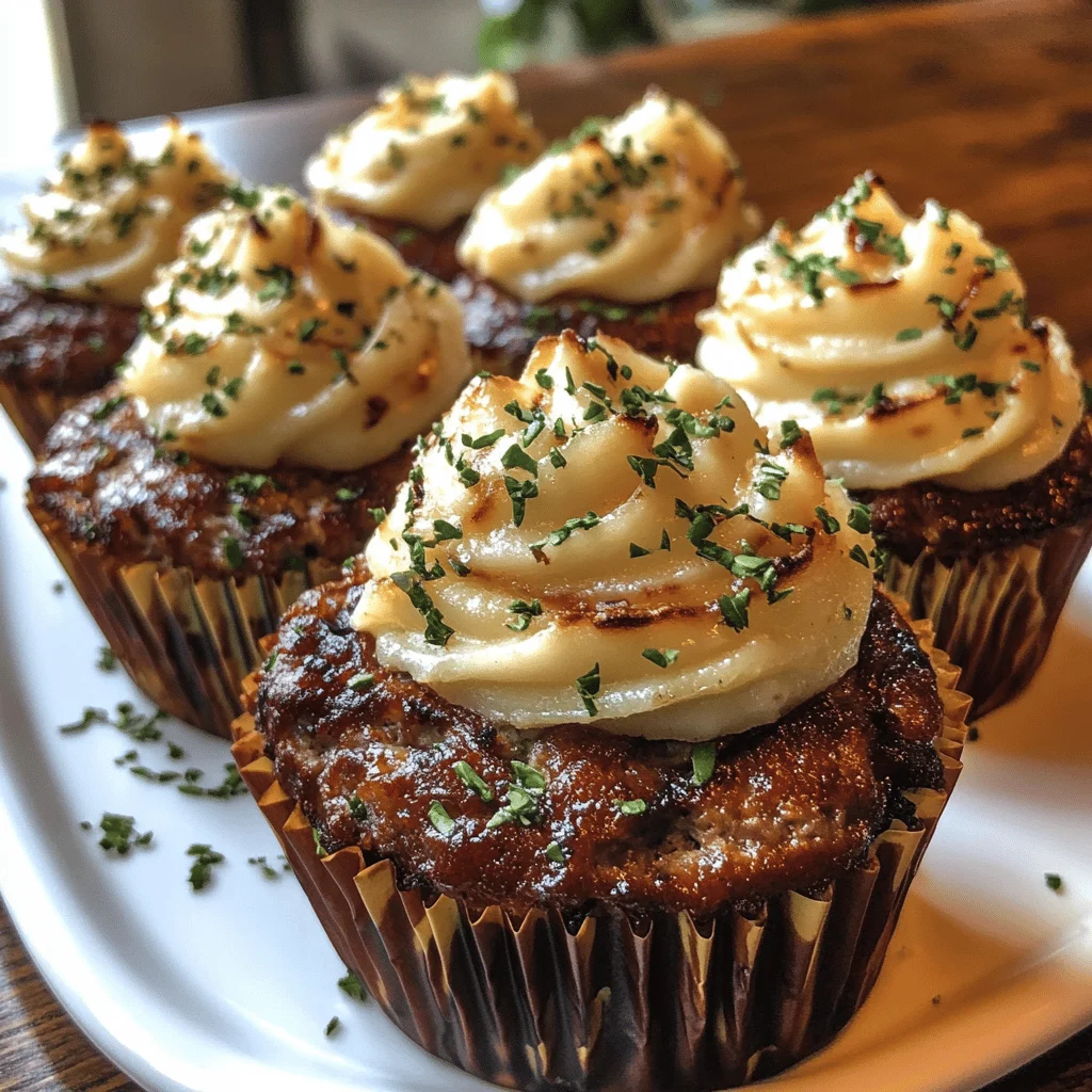 Meatloaf Cupcakes with Whipped Potato Topping