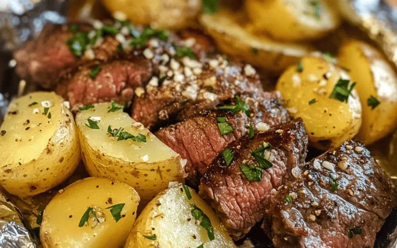 Garlic Steak and Potato Foil Packets
