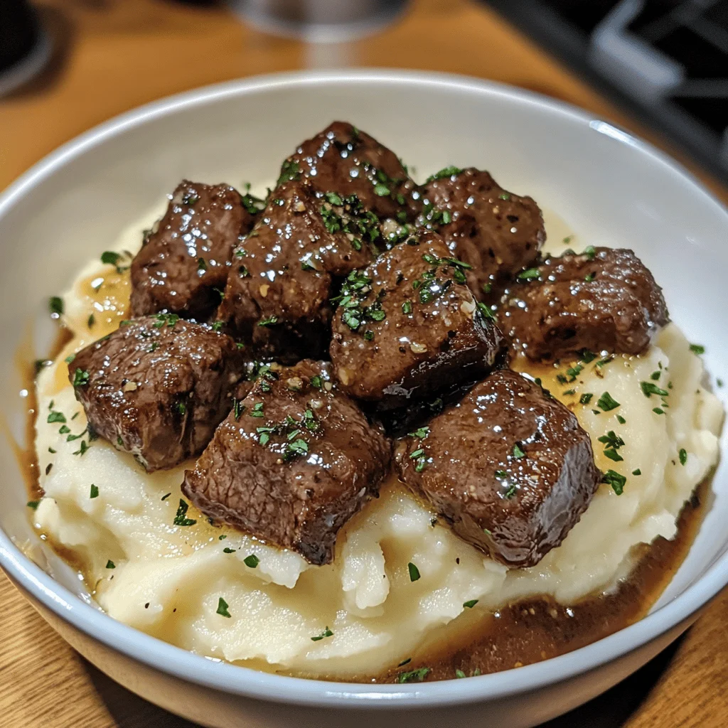 Garlic Butter Beef Bites Creamy Mashed Potatoes