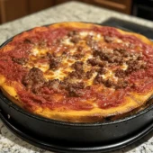 HOMEMADE CHICAGO STYLE DEEP DISH PIZZA