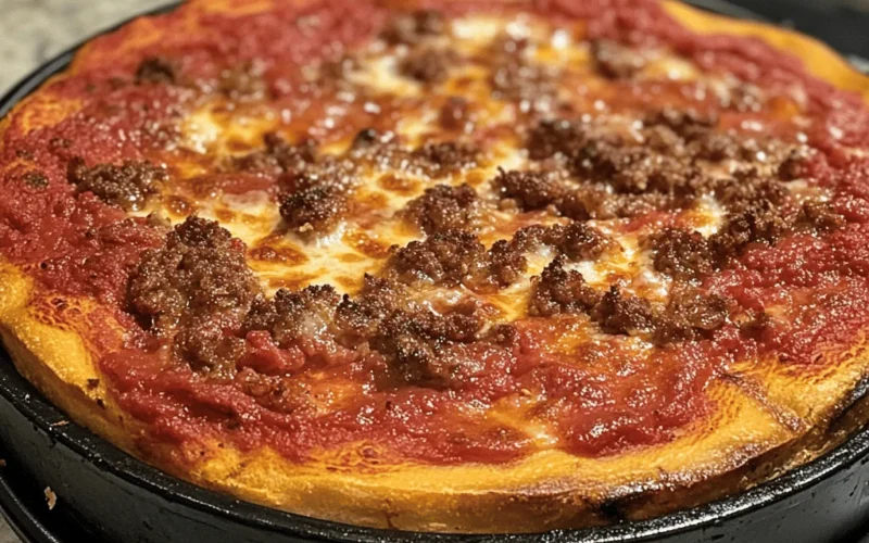 HOMEMADE CHICAGO STYLE DEEP DISH PIZZA