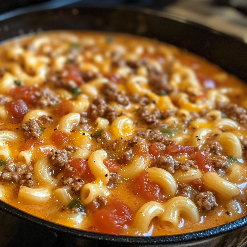 One-Pot Macaroni Cheeseburger Soup (No Velveeta)