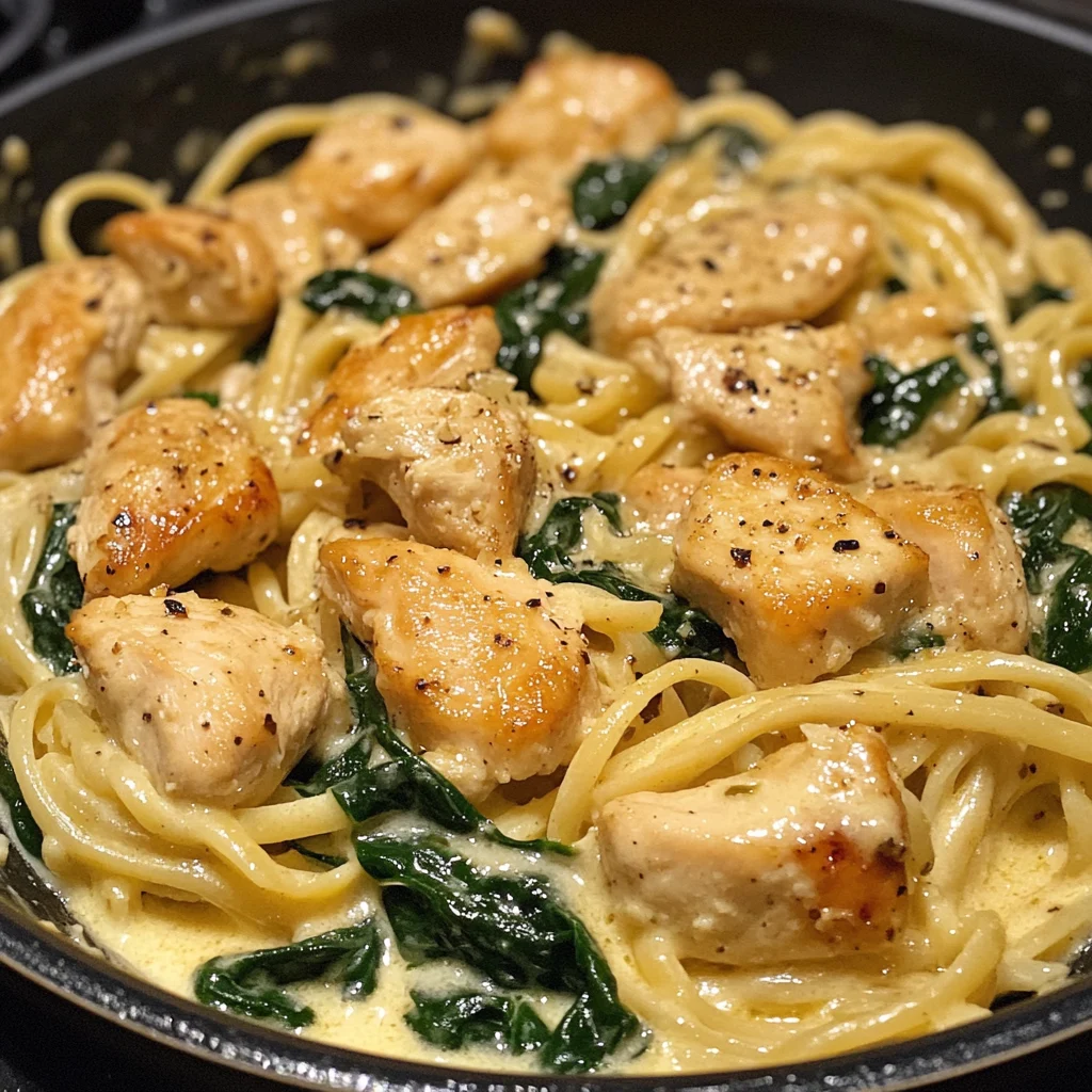 Creamy Garlic Butter Chicken Pasta with Spinach