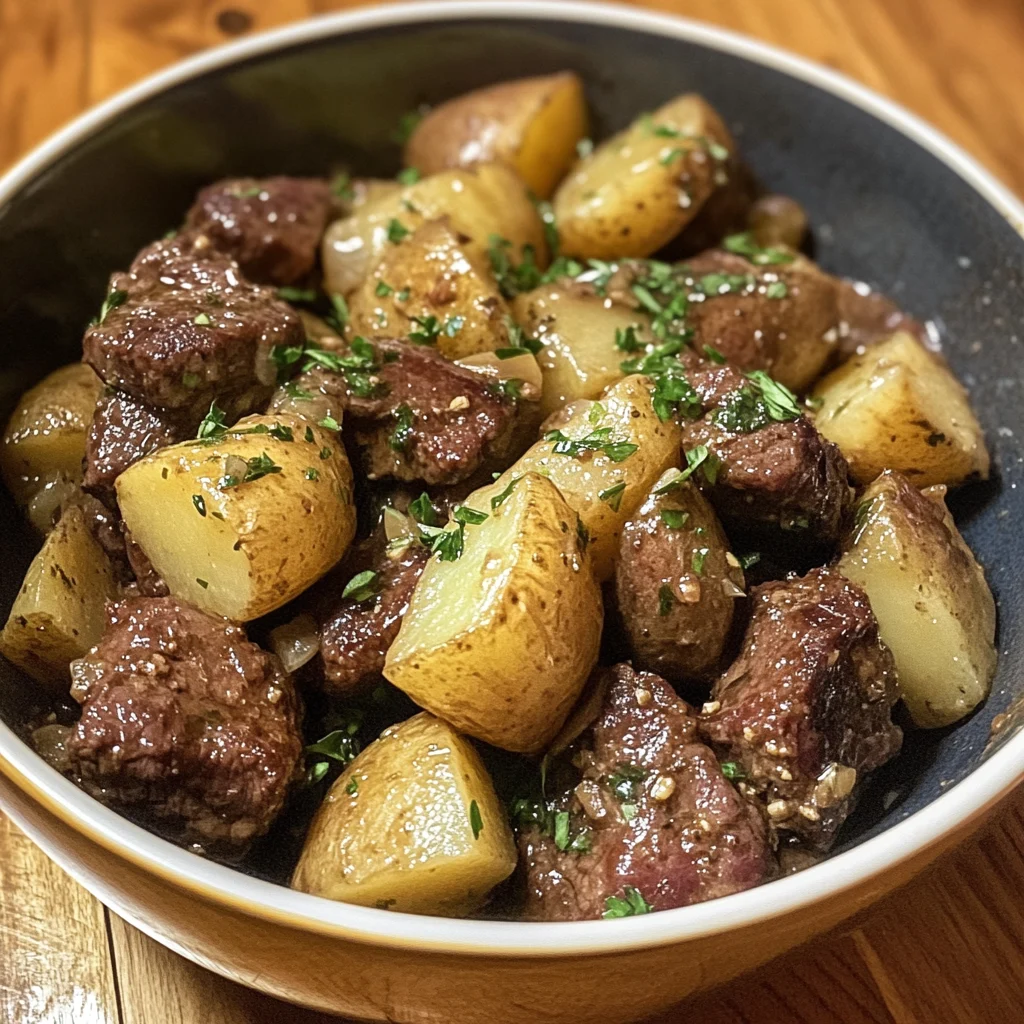 Easy Slow Cooker Garlic Butter Beef and Potatoes